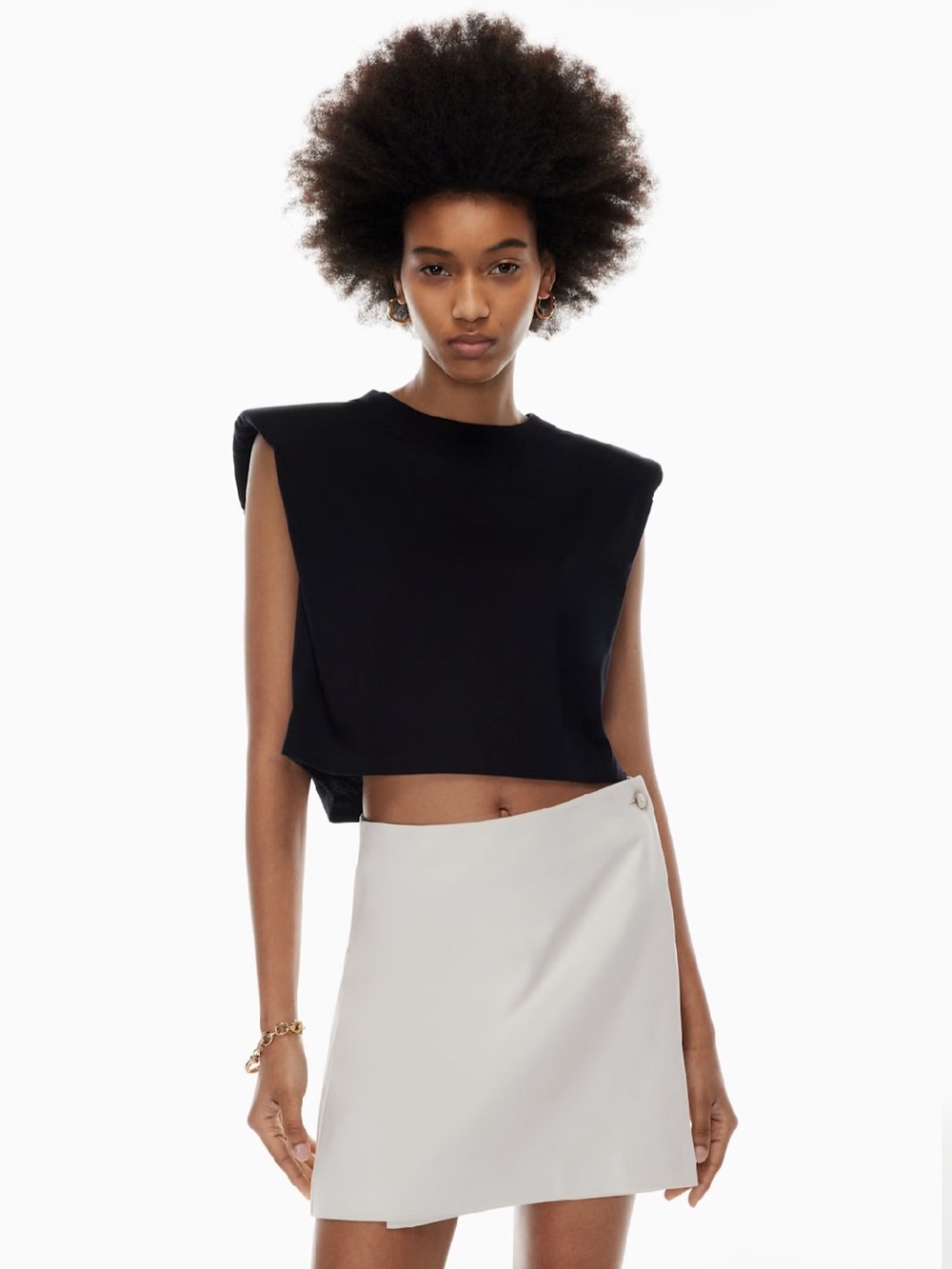Artizia Babaton Shoulder Pad Cropped Tank in Orange Size S